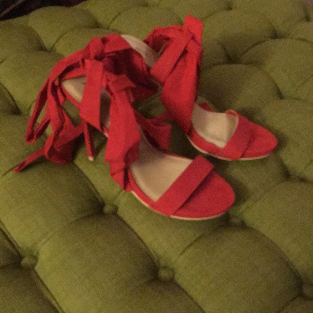 Just Fab Red Tie-up Heels
